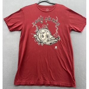 Lost Enterprises Shirt mens M Fish Smoking Graphic T Red Cotton Casual